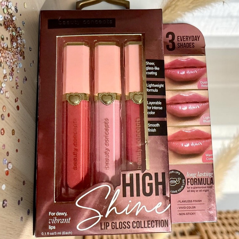 Beauty Concepts - High Shine Lip Gloss Collection - NIB!Set Pink Coral‎ NIB